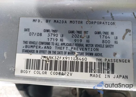 2009 Mazda Mazda3 I z USA, uszkodzony, nr VIN JM1BK32FX91188460
